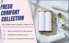 HUPLA Premium Bath Towel Pack of 4 | 100% Cotton | 730 GSM | Ultra Soft & Highly Absorbent | Hotel Quality White Towels (75 x 150 cm) HUPLA 730 GSM Bath Towel Pack of 4 | 100% Cotton White Towels