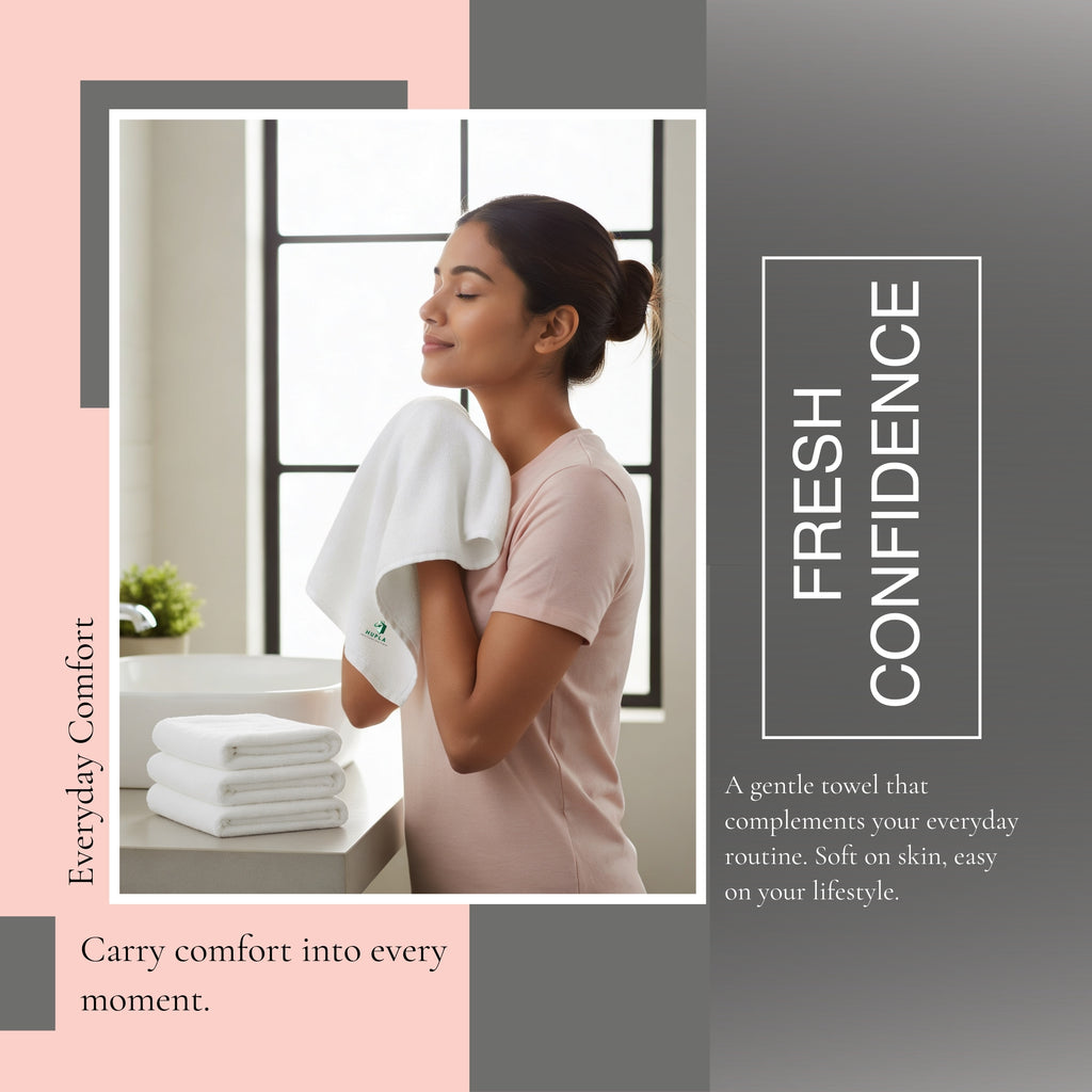 HUPLA Premium Bath Towel Pack of 4 | 100% Cotton | 730 GSM | Ultra Soft & Highly Absorbent | Hotel Quality White Towels (75 x 150 cm) HUPLA 730 GSM Bath Towel Pack of 4 | 100% Cotton White Towels