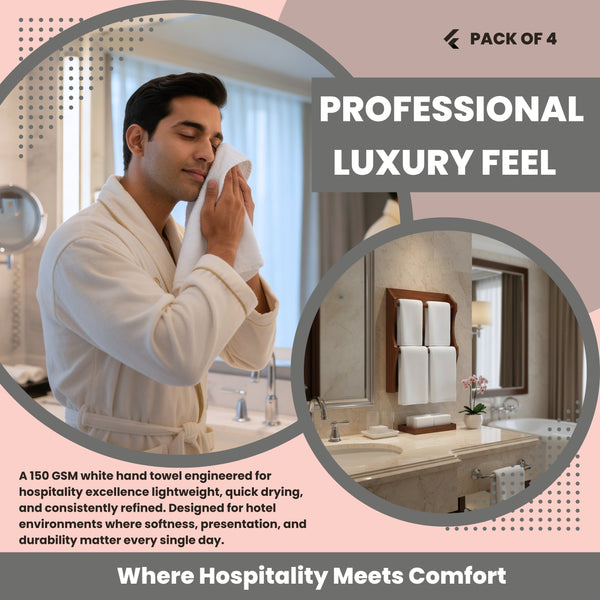 HUPLA Premium Bath Towel Pack of 4 | 100% Cotton | 730 GSM | Ultra Soft & Highly Absorbent | Hotel Quality White Towels (75 x 150 cm) HUPLA 730 GSM Bath Towel Pack of 4 | 100% Cotton White Towels
