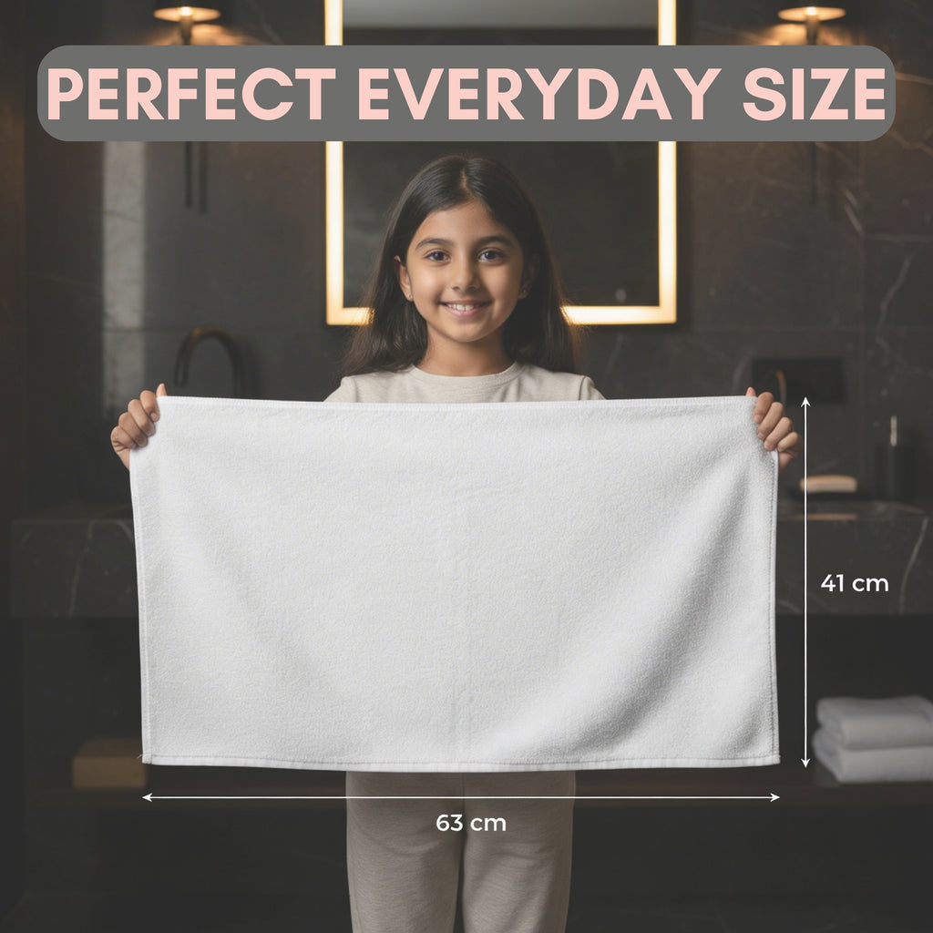 HUPLA Premium Bath Towel Pack of 4 | 100% Cotton | 730 GSM | Ultra Soft & Highly Absorbent | Hotel Quality White Towels (75 x 150 cm) HUPLA 730 GSM Bath Towel Pack of 4 | 100% Cotton White Towels