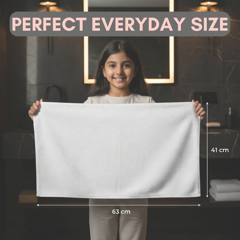 HUPLA Premium Bath Towel Pack of 4 | 100% Cotton | 730 GSM | Ultra Soft & Highly Absorbent | Hotel Quality White Towels (75 x 150 cm) HUPLA 730 GSM Bath Towel Pack of 4 | 100% Cotton White Towels