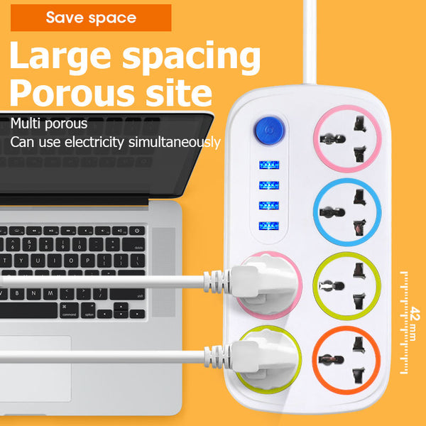 HUPLA 6 Universal Socket Extension Board with 4 USB Charging Ports | Master Power Switch | Heavy Duty Extension Cord of 1.5 Mtr | Multi Plug Power Strip for Home, Office & Travel | No Warranty or Guarantee Available