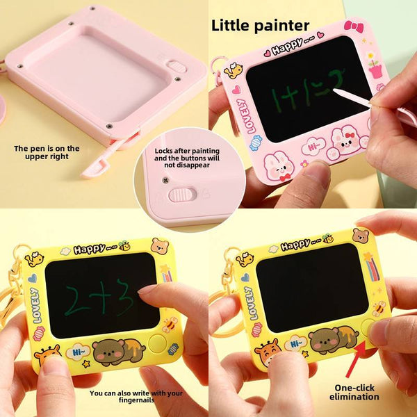 Mini LCD Writing Tablet Keychain – Reusable Digital Slate & Bag Charm (Pink Rabbit)
