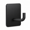 HUPLA Self-Adhesive Wall Hooks Pack of 3 | Black Stainless Steel No-Drill Towel & Clothes Hangers | Rust-Resistant Wall Mounted Hooks for Bathroom, Kitchen & Home