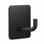 HUPLA Self-Adhesive Wall Hooks Pack of 3 | Black Stainless Steel No-Drill Towel & Clothes Hangers | Rust-Resistant Wall Mounted Hooks for Bathroom, Kitchen & Home