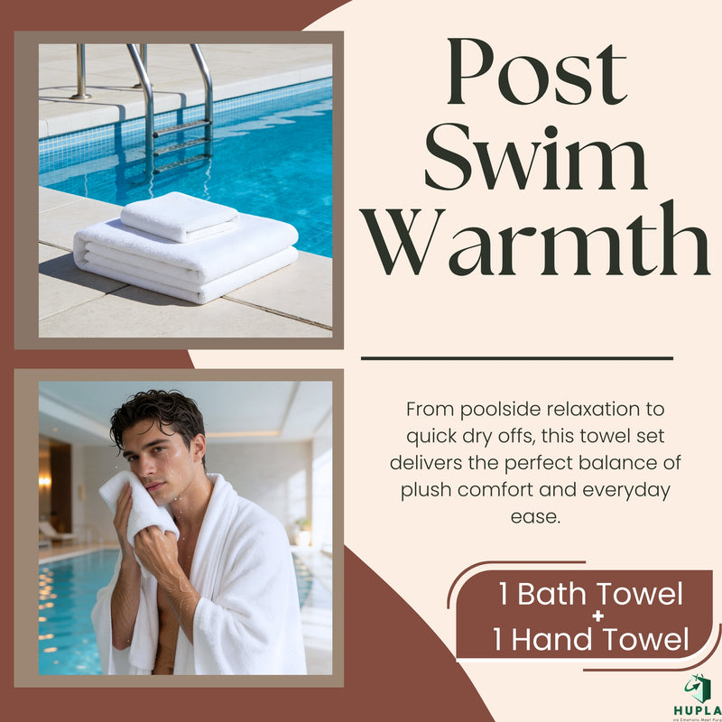 Premium Cotton Towel Set (1 Bath Towel + 1 Hand Towel) | Ultra Soft & Highly Absorbent Premium Cotton Towel Set | 1 Bath Towel + 1 Hand Towel | Ultra Soft & Absorbent