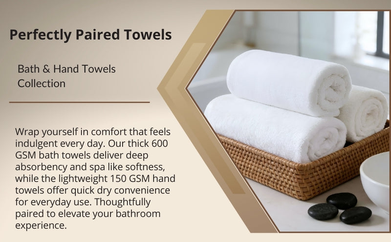 HUPLA Premium Cotton Towel Set (3 Pieces) – 2 Bath Towels (75 × 150 cm) + 1 Hand Towel (41 × 63 cm) | Ultra Soft, Super Absorbent, Hotel Quality | White HUPLA Premium Cotton Towel Set | 2 Bath Towels + 1 Hand Towel | Ultra Soft White Towels