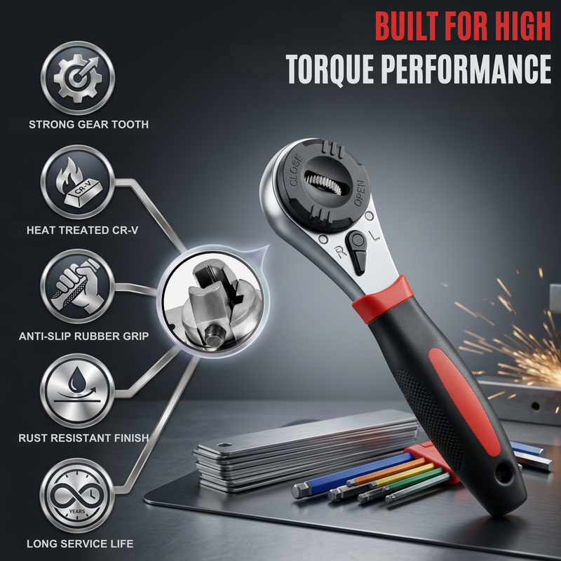 HUPLA 6-22mm Universal Ratchet Wrench | Self-Adjusting Multi-Size Socket Spanner | Reversible Quick Release Hand Tool for Home, Garage & Automotive Repair