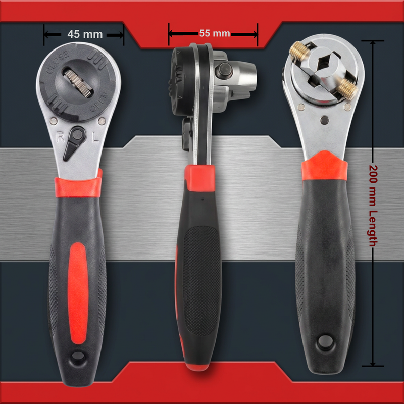 HUPLA 6-22mm Universal Ratchet Wrench | Self-Adjusting Multi-Size Socket Spanner | Reversible Quick Release Hand Tool for Home, Garage & Automotive Repair