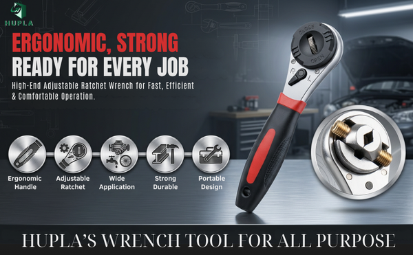 HUPLA 6-22mm Universal Ratchet Wrench | Self-Adjusting Multi-Size Socket Spanner | Reversible Quick Release Hand Tool for Home, Garage & Automotive Repair