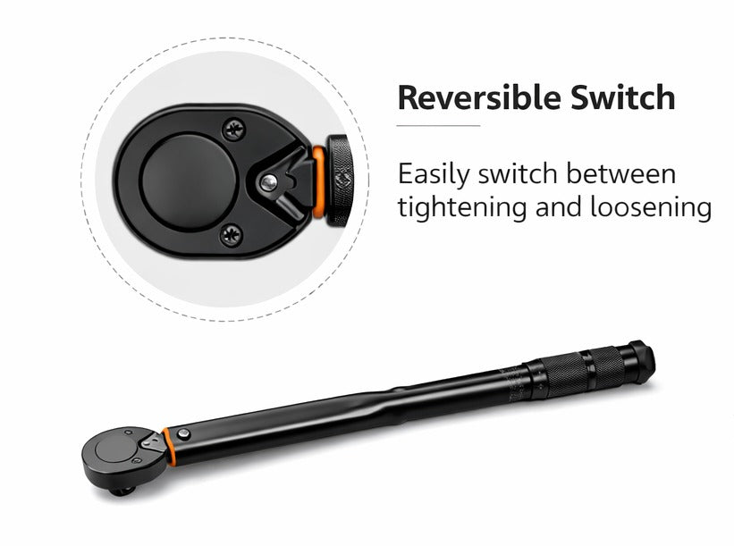 HUPLA 1/2-Inch Drive Torque Wrench 10–150 ft-lb | Adjustable Click Type Torque Wrench with ±4% Accuracy & Storage Case