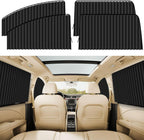 HUPLA Car Window Sun Shade Curtains | Pleated Privacy & Sun Protection Shades for Side Windows – 4 Pcs Set