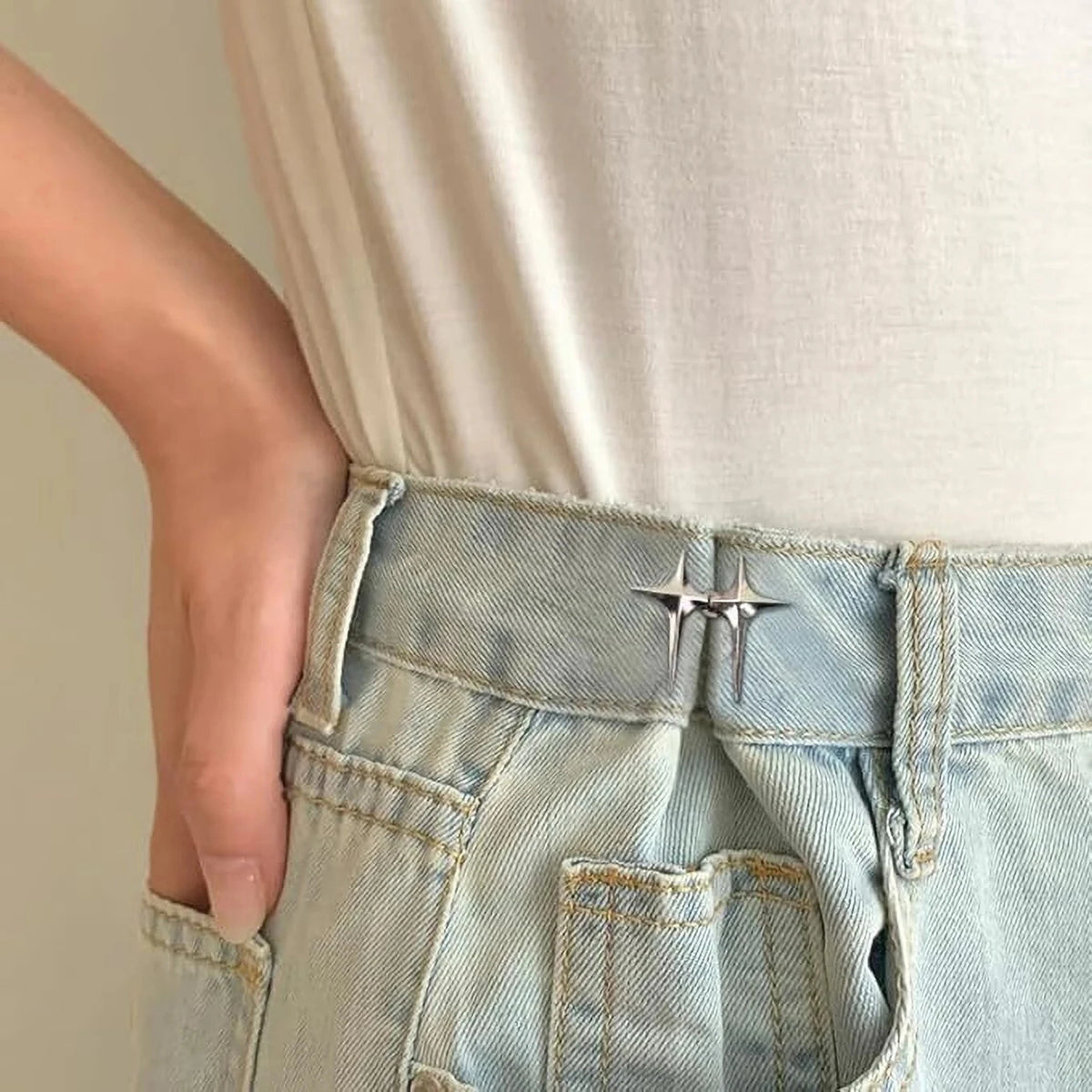 Star Shape Jeans Waist Button – Decorative Adjustable Waist Button for Jeans, Pants & Skirts | Pack of 2