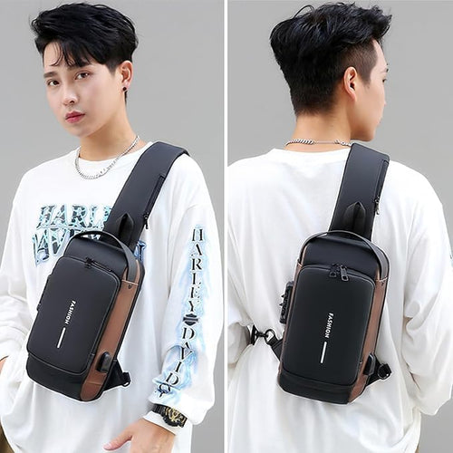 Anti-Theft Crossbody Sling Bag with USB Port and Password Lock