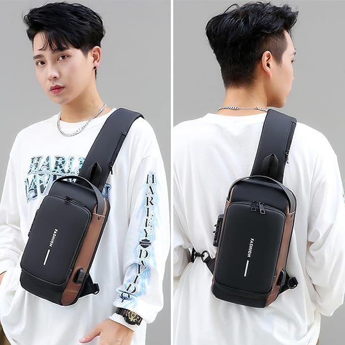 Anti-Theft Crossbody Sling Bag with USB Port | Waterproof Travel Shoulder Bag