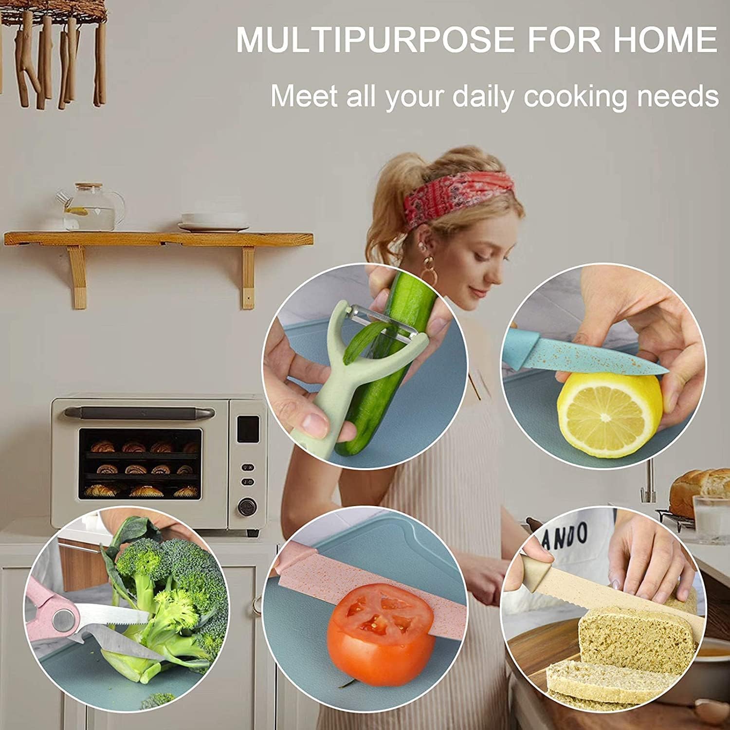 Chef Knife, Bread Knife, and Fruit Knife Set