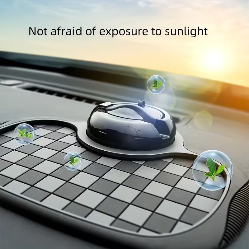 HUPLA 360° Rotating Magnetic Car Phone Holder with Temporary Parking Number | Anti-Slip Dashboard Organizer Mat
