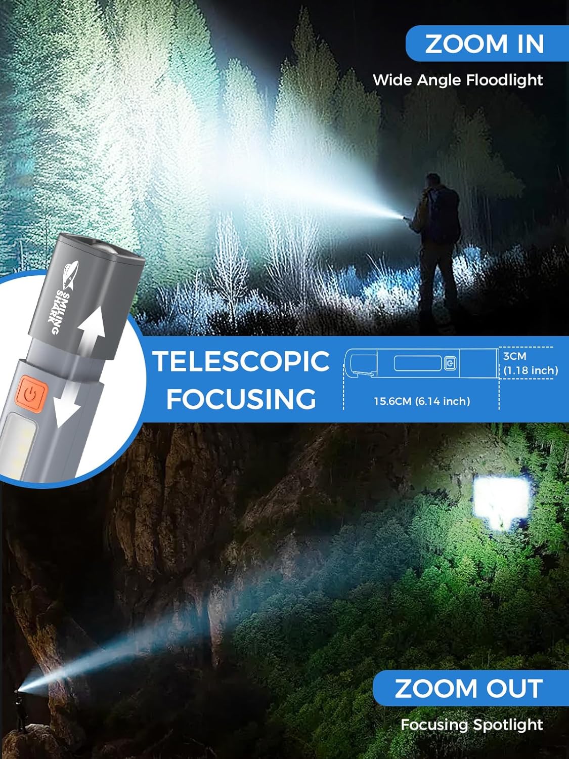 LED flashlight for camping and outdoor use