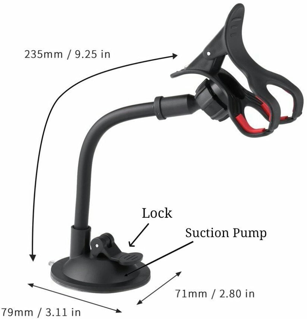 360° Adjustable Car Mobile Holder with Flexible Long Arm – Windshield & Dashboard Phone Mount for Hands-Free Navigation