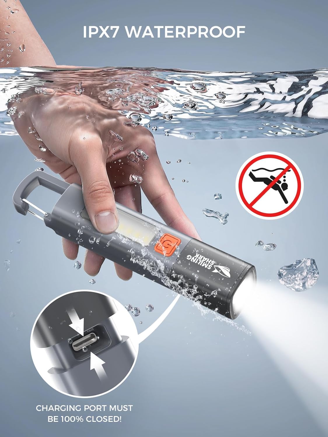 COB side light rechargeable flashlight