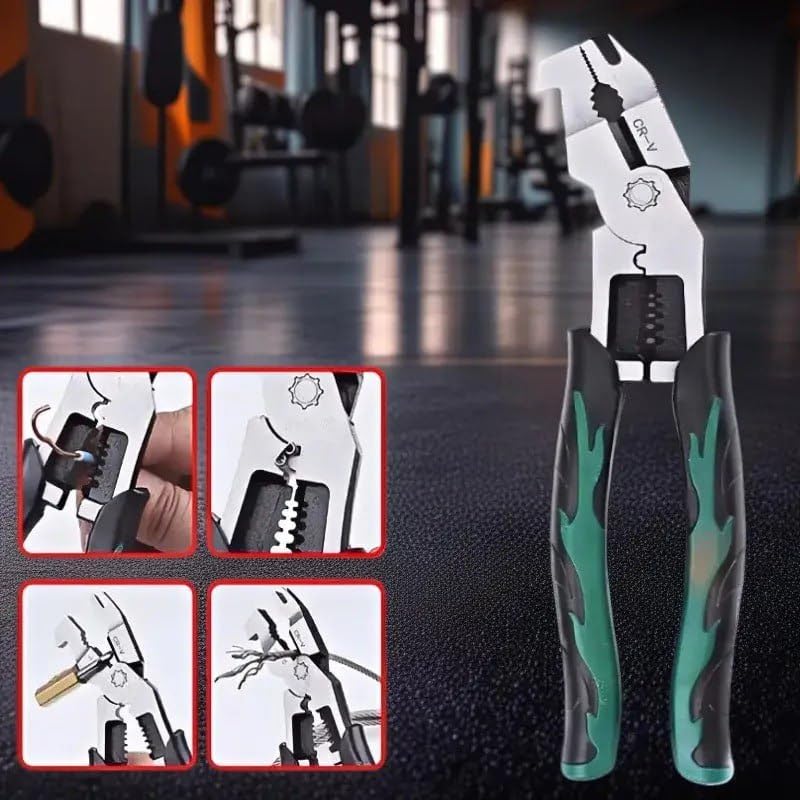 Multi function combination plier gripping metal chain securely