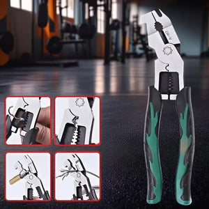 Multi function combination plier gripping metal chain securely