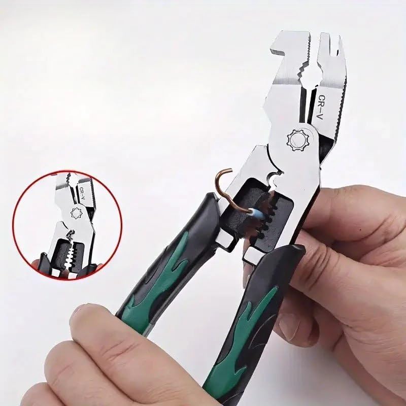 Multi-Function Combination Plier CR-V Steel | Wire Stripper, Crimper, Nail Puller & Cutter with Ergonomic PVC Handle