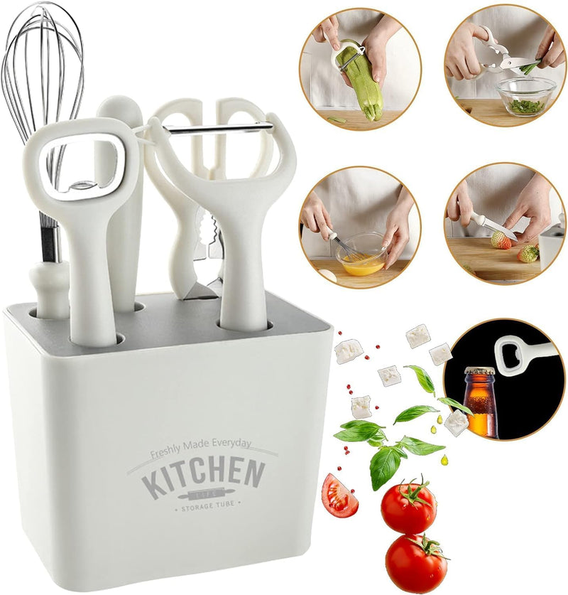 6 Pcs Kitchen Gadget Set with Holder | Multi-Purpose Cooking Tool Kit for Home & Chef Use