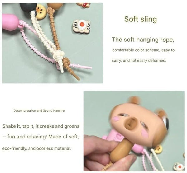 3D Cartoon Animal silicone hammer shape Keychain (Single Piece - Random Design)