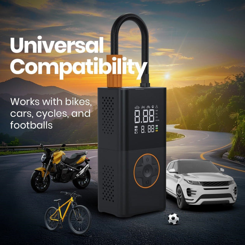 Portable Digital Tyre Inflator 150 PSI with LED Display, 4000mAh Rechargeable Battery & Auto Shut-Off for Car, Bike, Cycle & Sports Balls