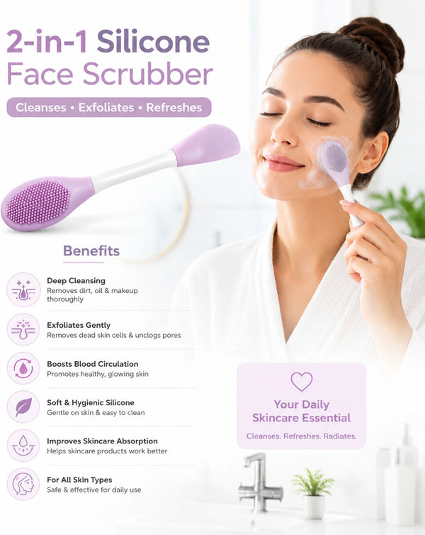 2-in-1 Scalp Massage & Hair Brush – Soft Silicone Scalp Scrubber with Ergonomic Handle for Hair Care & Shampooing