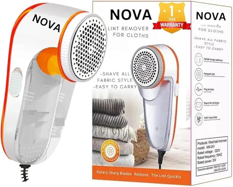 Electric Lint Remover for Clothes | Fabric Shaver for Sweaters, Jackets, Woolen Clothes, Blankets & Sofa | Powerful Lint Removal Machine with Rotary Blades & Transparent Storage Box