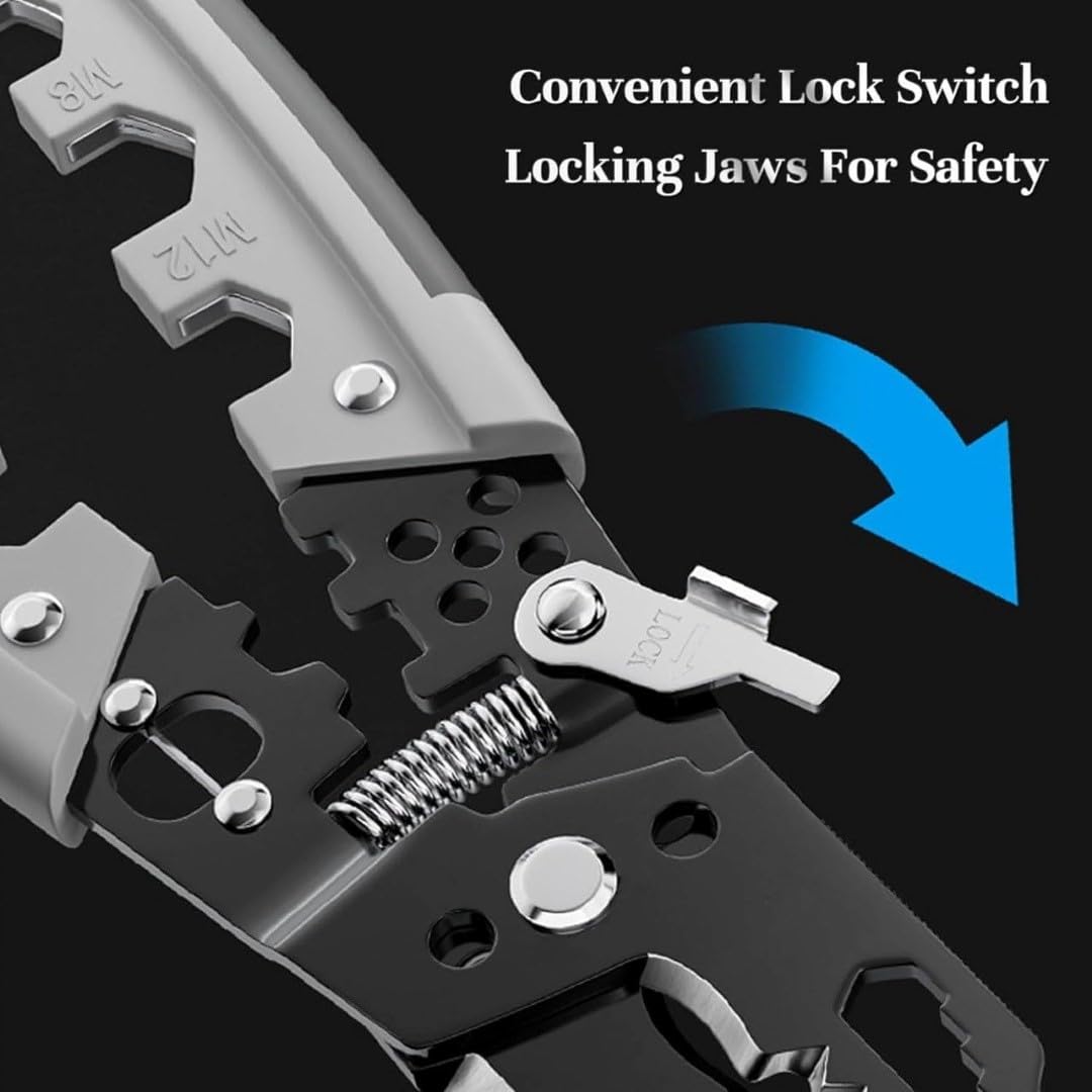 Electrician Using Multi-Function Wire Stripper and Crimping Pliers