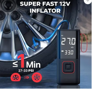 Fast 12V inflation portable pump inflates tire in 1 minute