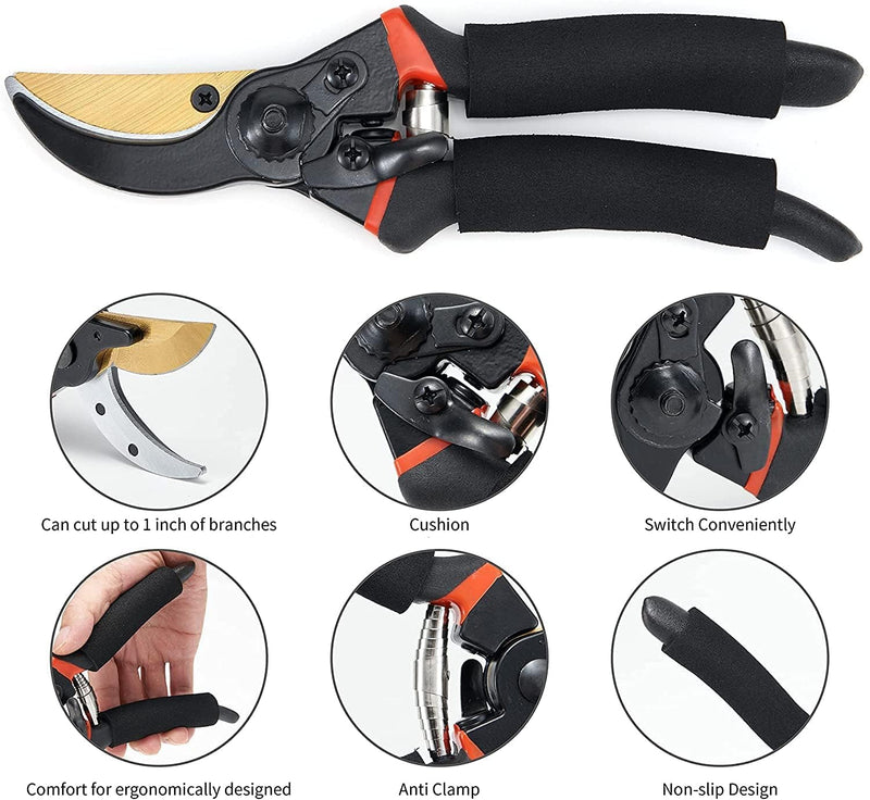 Professional Garden Pruning Shears Color : Black | Heavy-Duty Bypass Cutter for Plants, Flowers & Branches