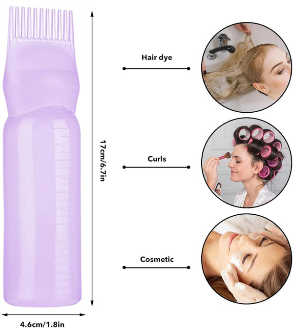 Hair Oil Applicator Bottle with Comb Nozzle – 17cm Scalp Massager & Hair Dye Applicator Bottle for Easy Hair Care