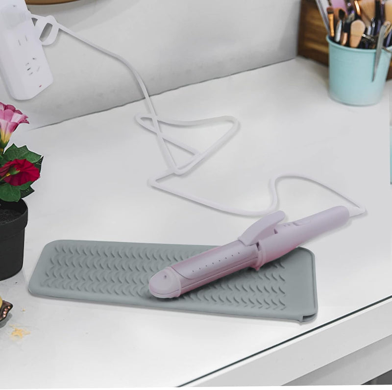 Heat Resistant Silicone Mat for Hair Straightener & Curling Iron | Non-Slip Hair Tool Station Mat | Protects Countertops from Heat Damage (Up to 450°F)