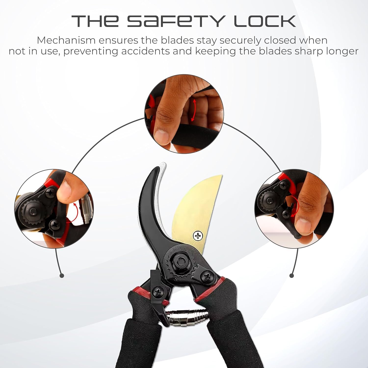 Heavy-Duty Bypass Pruning Shears with Non-Slip Grip and Lock