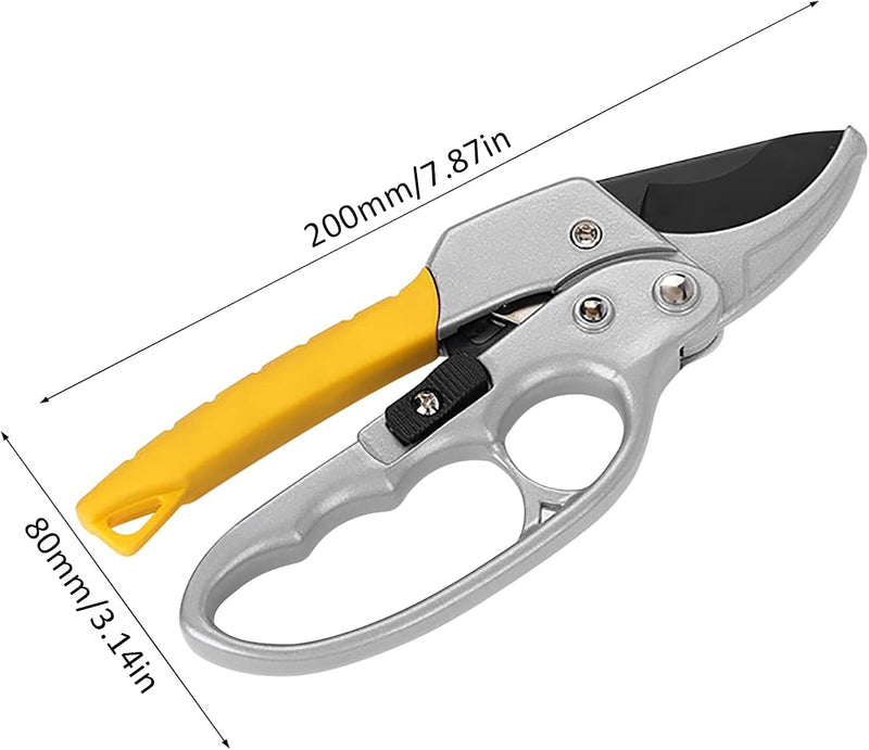 Ratchet Pruning Shears for Gardening Color: YELLOW | Heavy Duty Bypass Cutter for Plants, Branches & Flowers