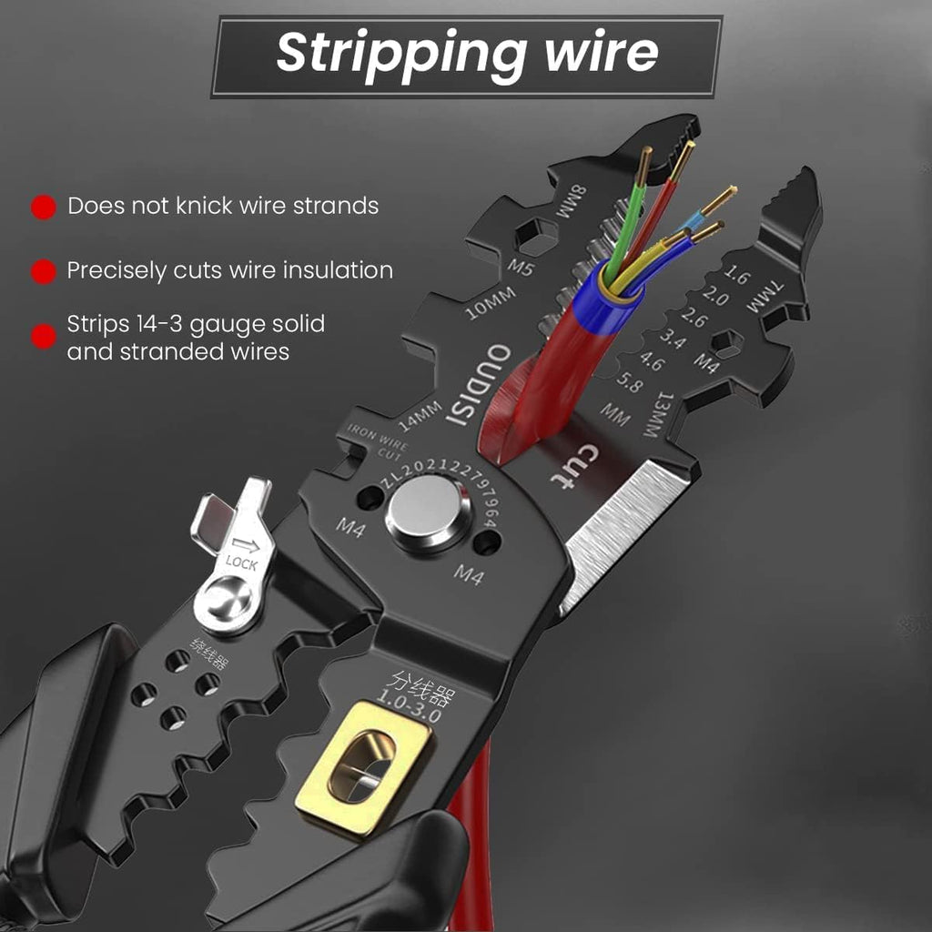 Heavy Duty Wire Stripper and Crimper Plier Tool with Ergonomic Grip