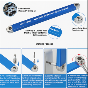 High torque offset extension wrench for industrial and DIY use