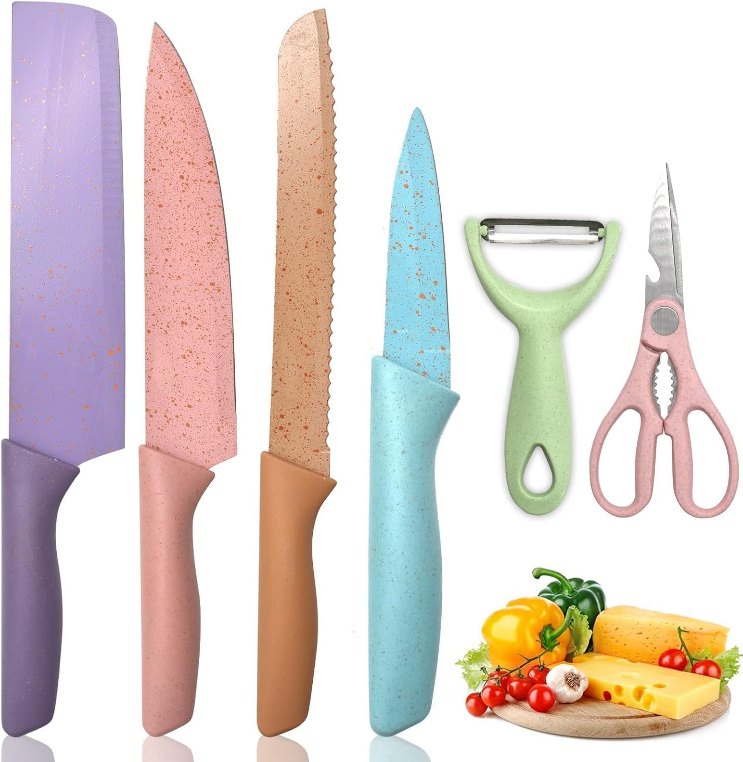 6-Piece Kitchen Knife Set with Scissors & Peeler