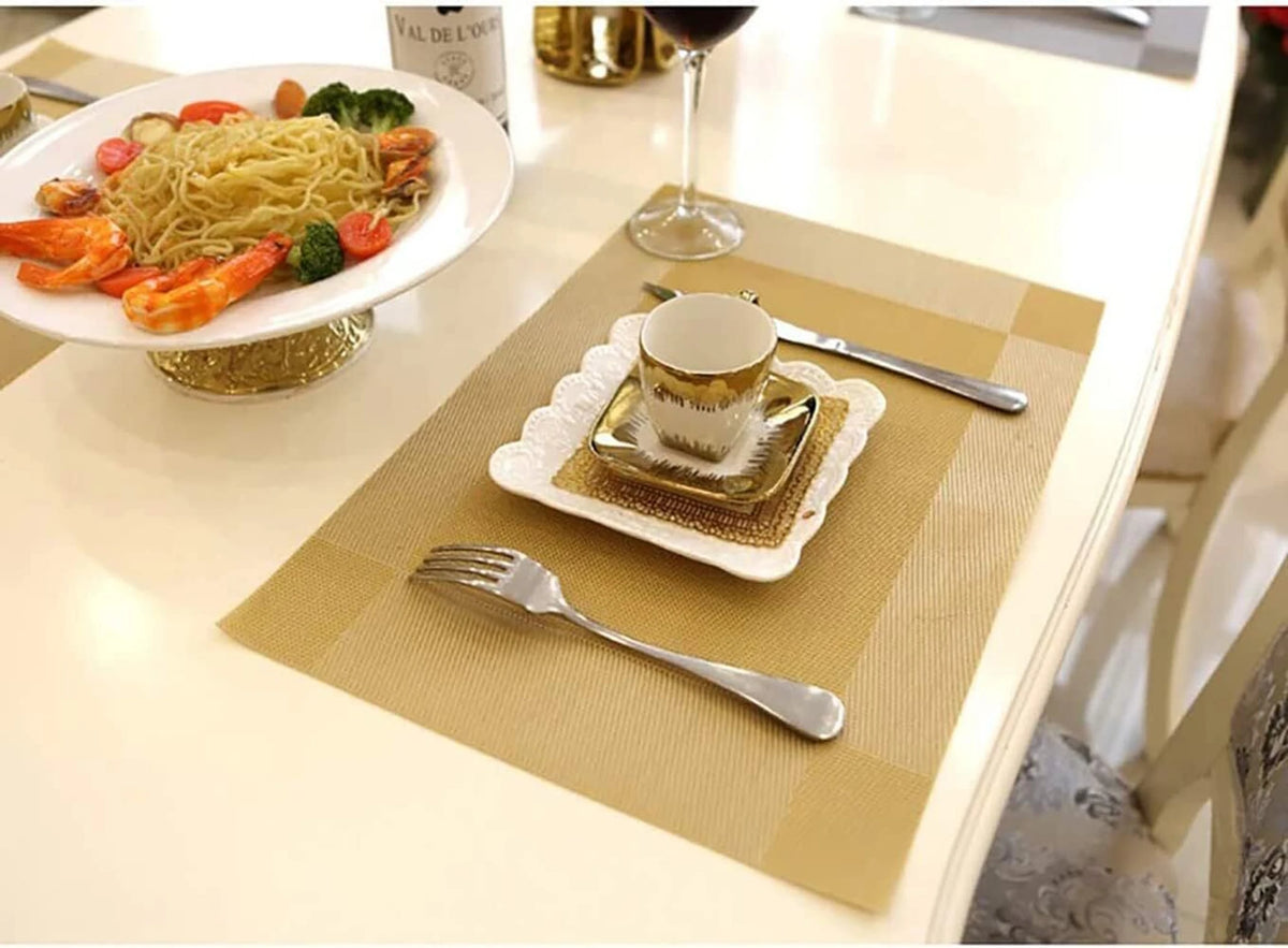 HUPLA Premium Golden Dining Table Placemat 30 × 45 cm | Elegant Woven-Style Table Mat for Dining, Kitchen & Home Décor | Flexible, Reusable & Easy to Clean – Gold