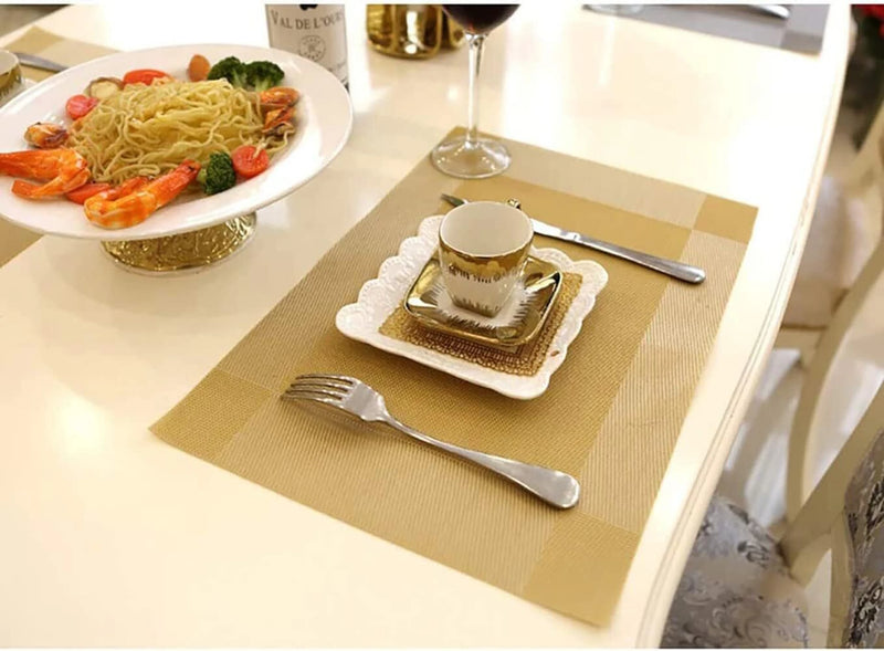 HUPLA Premium Golden Dining Table Placemat 30 × 45 cm | Elegant Woven-Style Table Mat for Dining, Kitchen & Home Décor | Flexible, Reusable & Easy to Clean – Gold