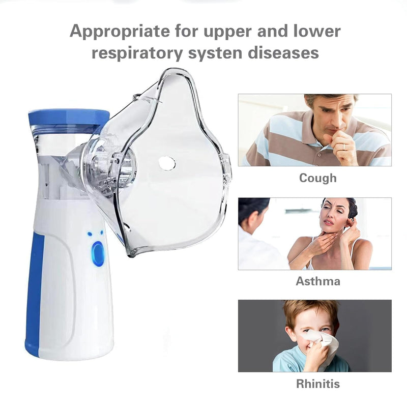 Portable Mesh Nebulizer for Adults & Kids | Silent Inhaler Machine with USB Type-C Rechargeable Battery | Handheld Nebulizer for Asthma, Cold & Breathing Relief