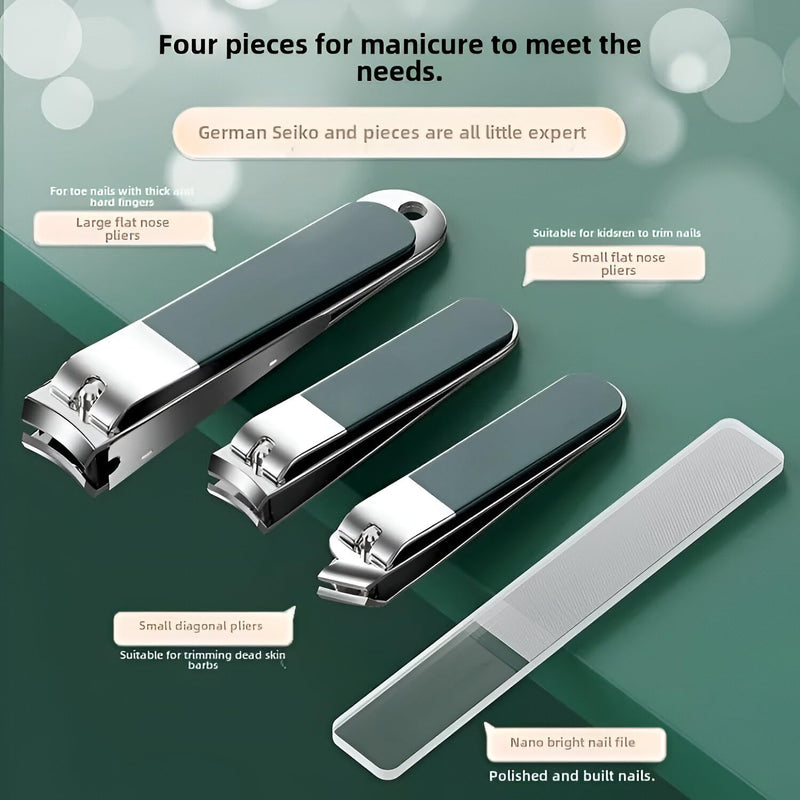 10-in-1 Professional Manicure & Pedicure Nail Care Kit | Stainless Steel Nail Clippers Set with File, Ear Pick & Storage Case for Men & Women
