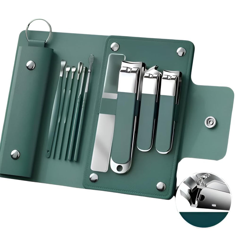 10-in-1 Professional Manicure & Pedicure Nail Care Kit | Stainless Steel Nail Clippers Set with File, Ear Pick & Storage Case for Men & Women