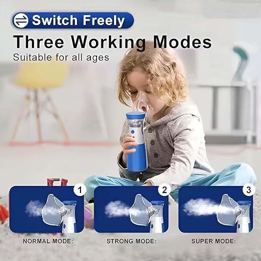 Portable Mesh Nebulizer for Adults & Kids | Silent Inhaler Machine with USB Type-C Rechargeable Battery | Handheld Nebulizer for Asthma, Cold & Breathing Relief