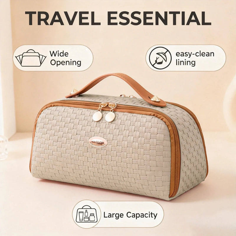 HUPLA Premium Travel Makeup Organizer Bag for Women | Large Capacity Cosmetic Storage Pouch | Waterproof Toiletry & Vanity Bag