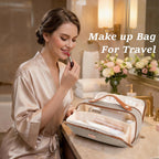 HUPLA Premium Travel Makeup Organizer Bag for Women | Large Capacity Cosmetic Storage Pouch | Waterproof Toiletry & Vanity Bag